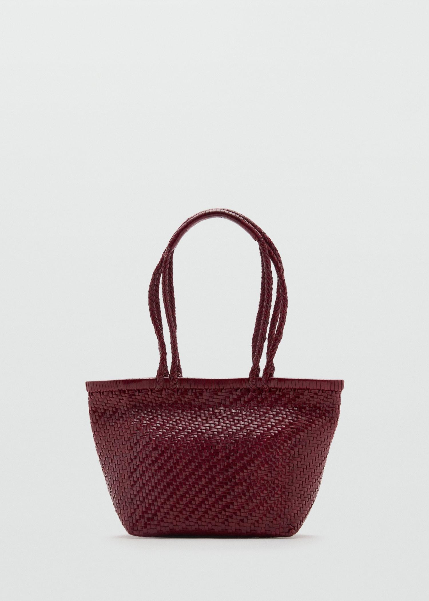 Medium braided leather bag - Women | MANGO USA Product Image
