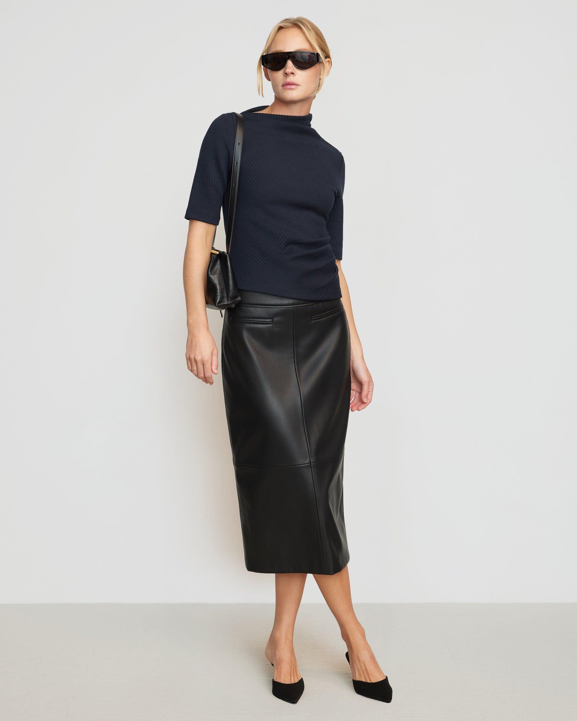 Briony Back Split-Hem Vegan Leather Skirt Product Image