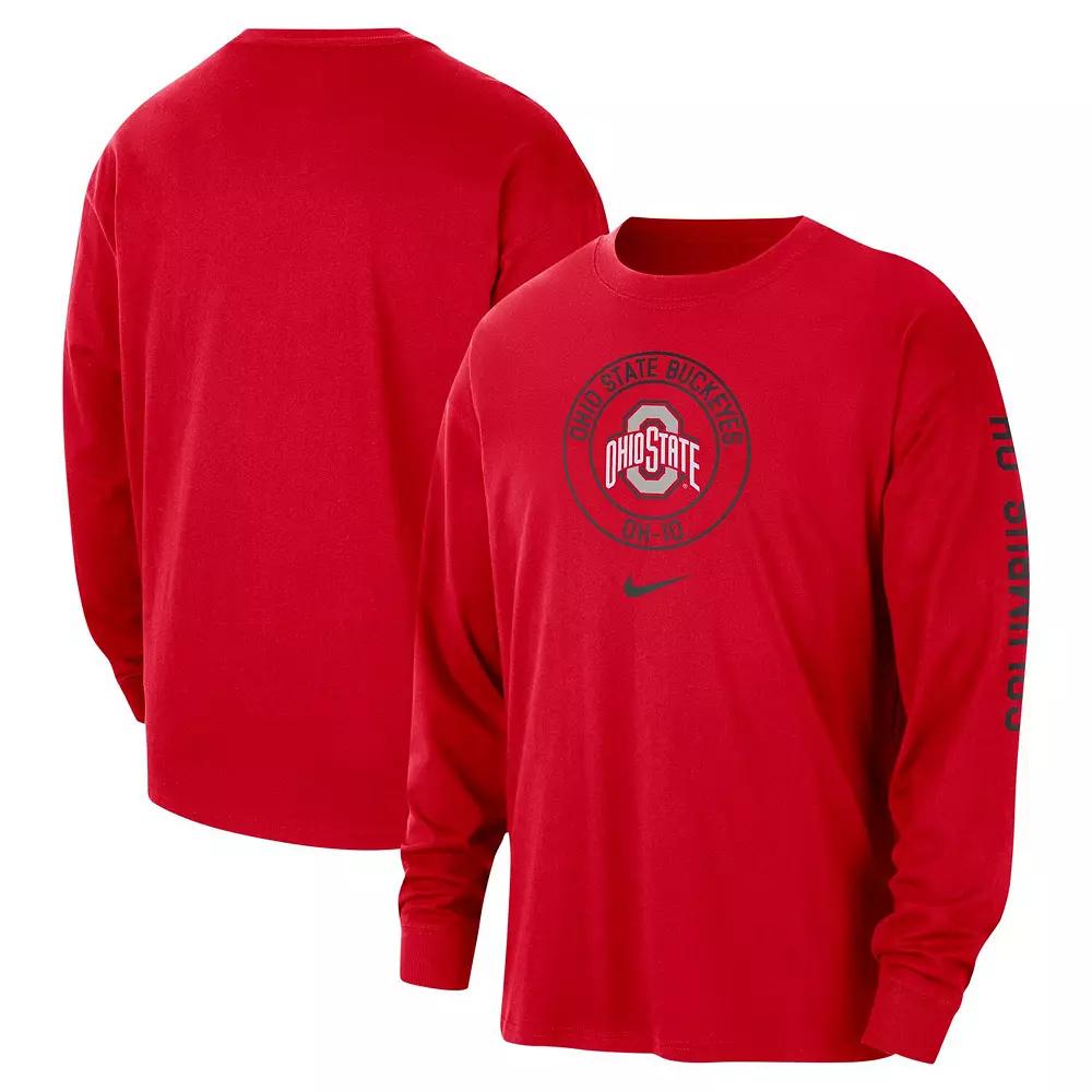 Men's Nike Scarlet Ohio State Buckeyes Heritage Max90 Long Sleeve T-Shirt, Size: Medium, Red Product Image