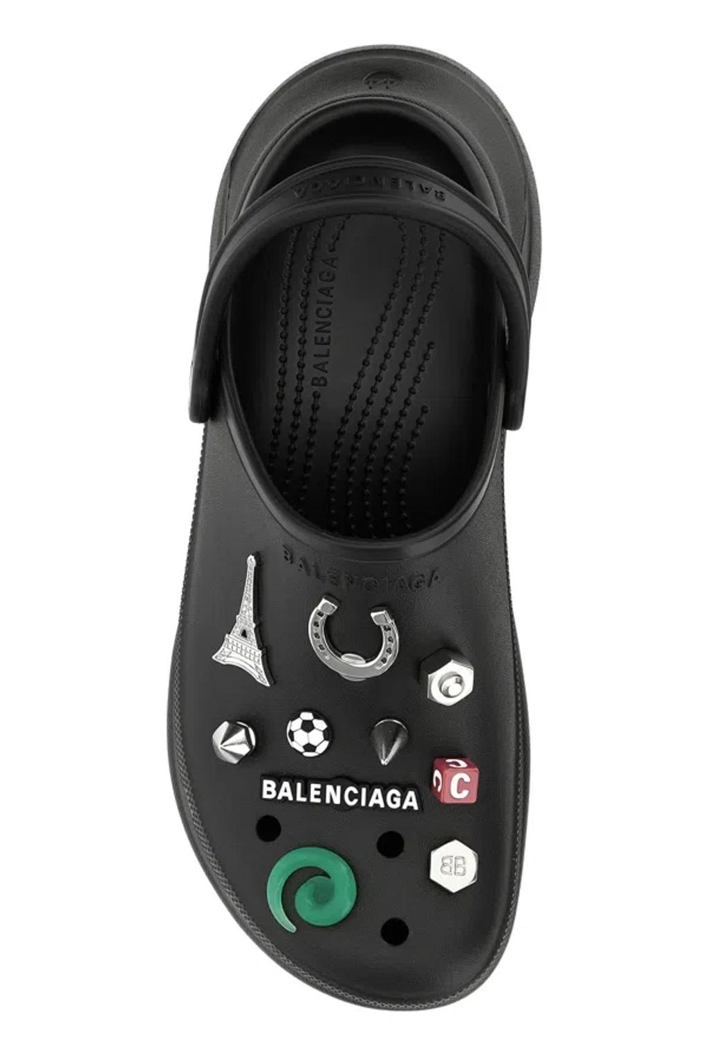 BALENCIAGA Platform Sandals Embellished Ventilation Holes In Black Product Image