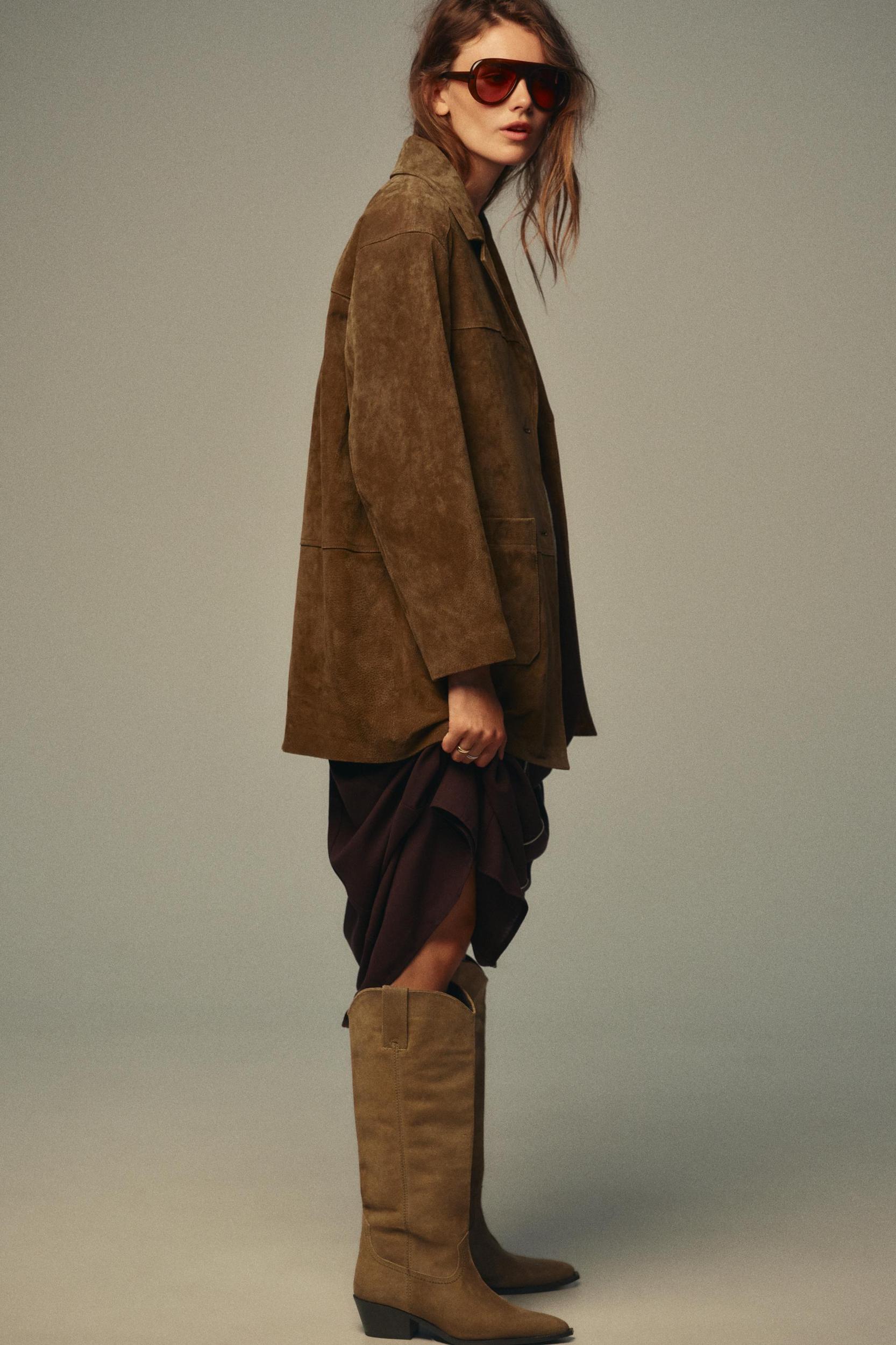 SPLIT LEATHER HIGH-HEELED BOOTS Product Image