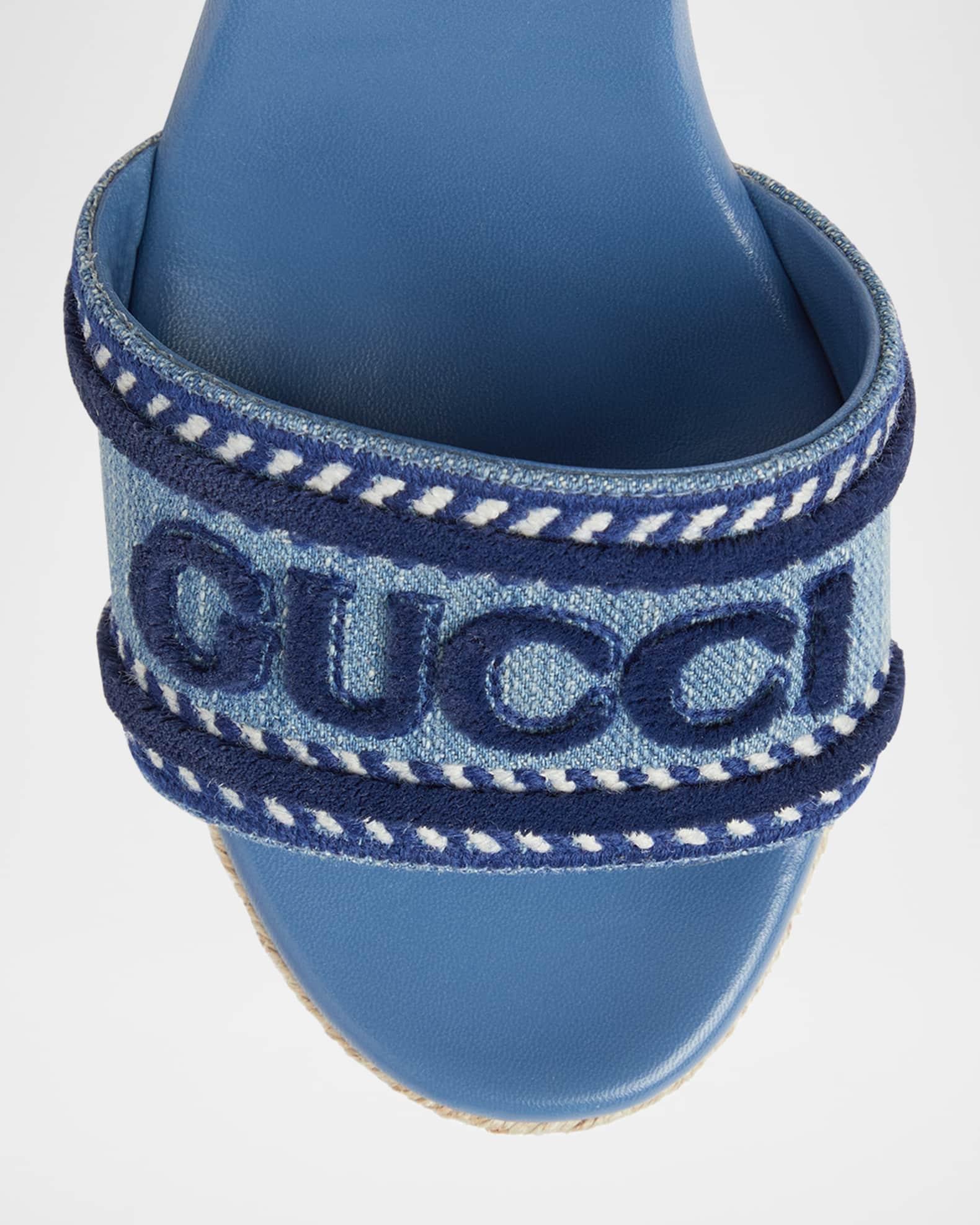 Ines Logo Denim Wedge Espadrilles Product Image