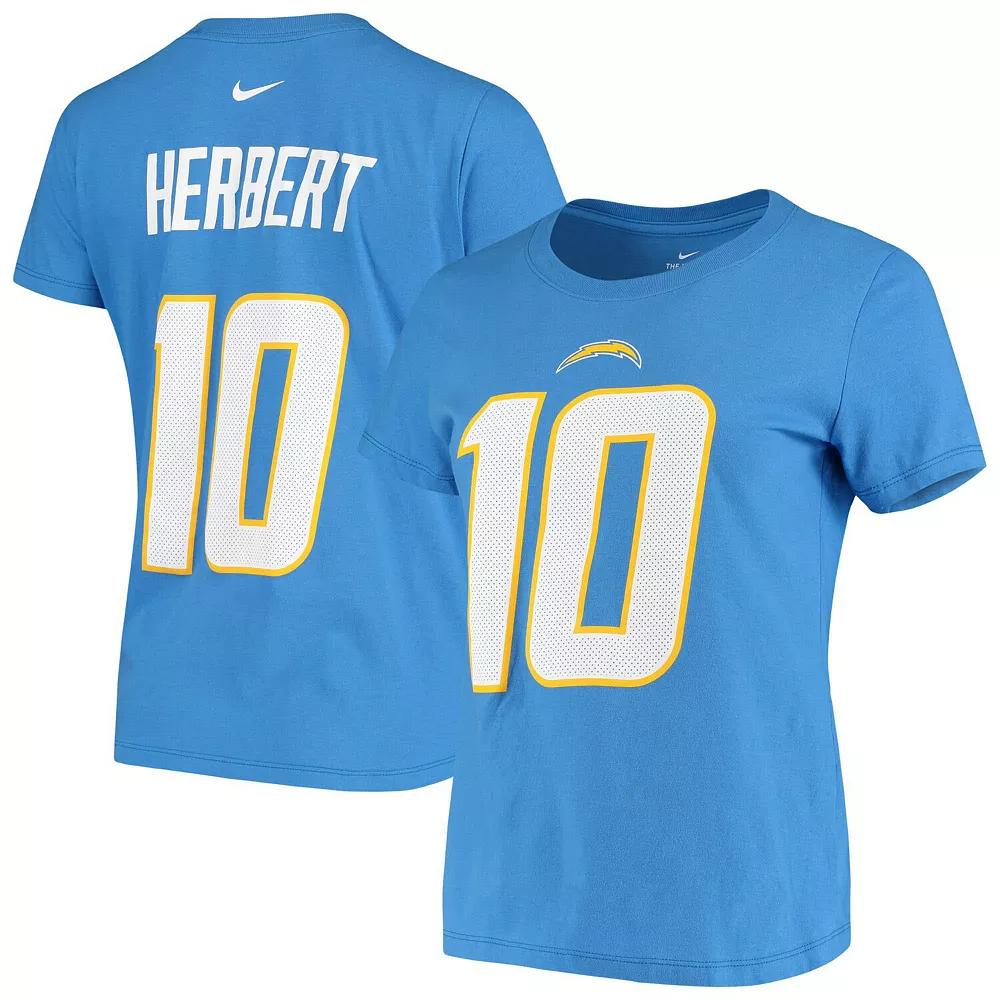Women's Nike Justin Herbert Powder Blue Los Angeles Chargers Name & Number T-Shirt, Size: Large, Light Product Image