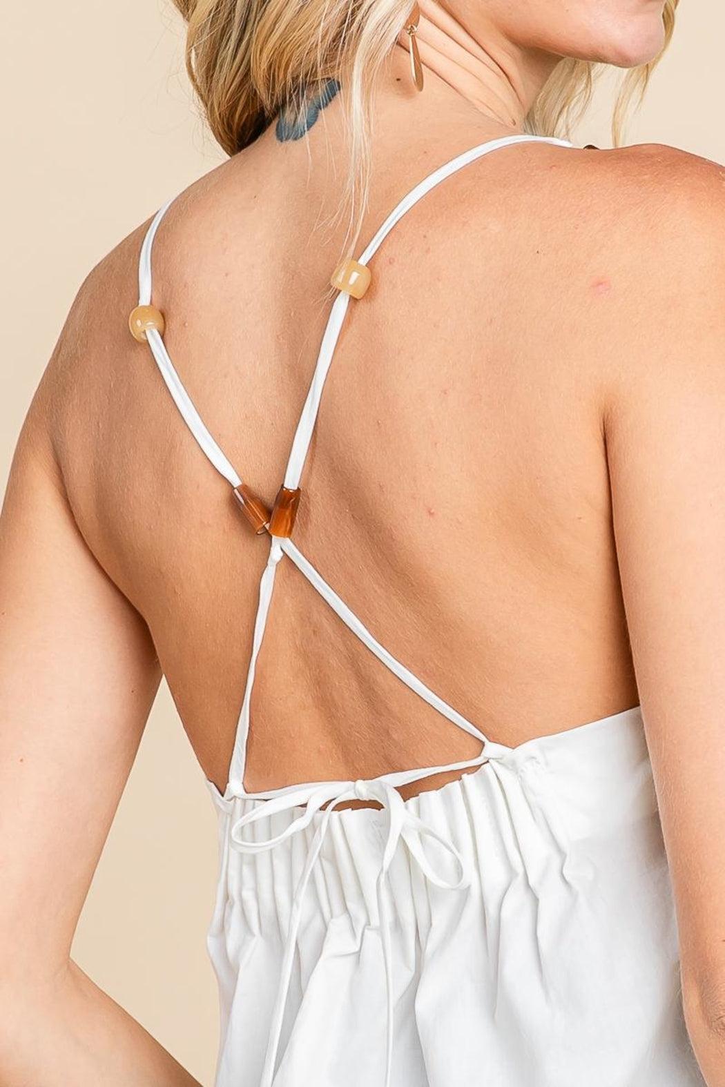 Poplin Adjustable Strap Pintuck Cami Tank Top Product Image