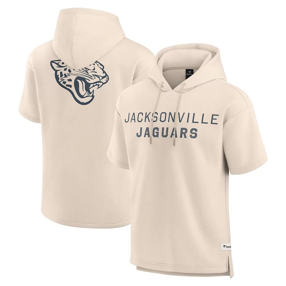Men's Fanatics Cream Jacksonville Jaguars Elements Future Ground Lettering Short Sleeve Pullover Hoodie,  Product Image
