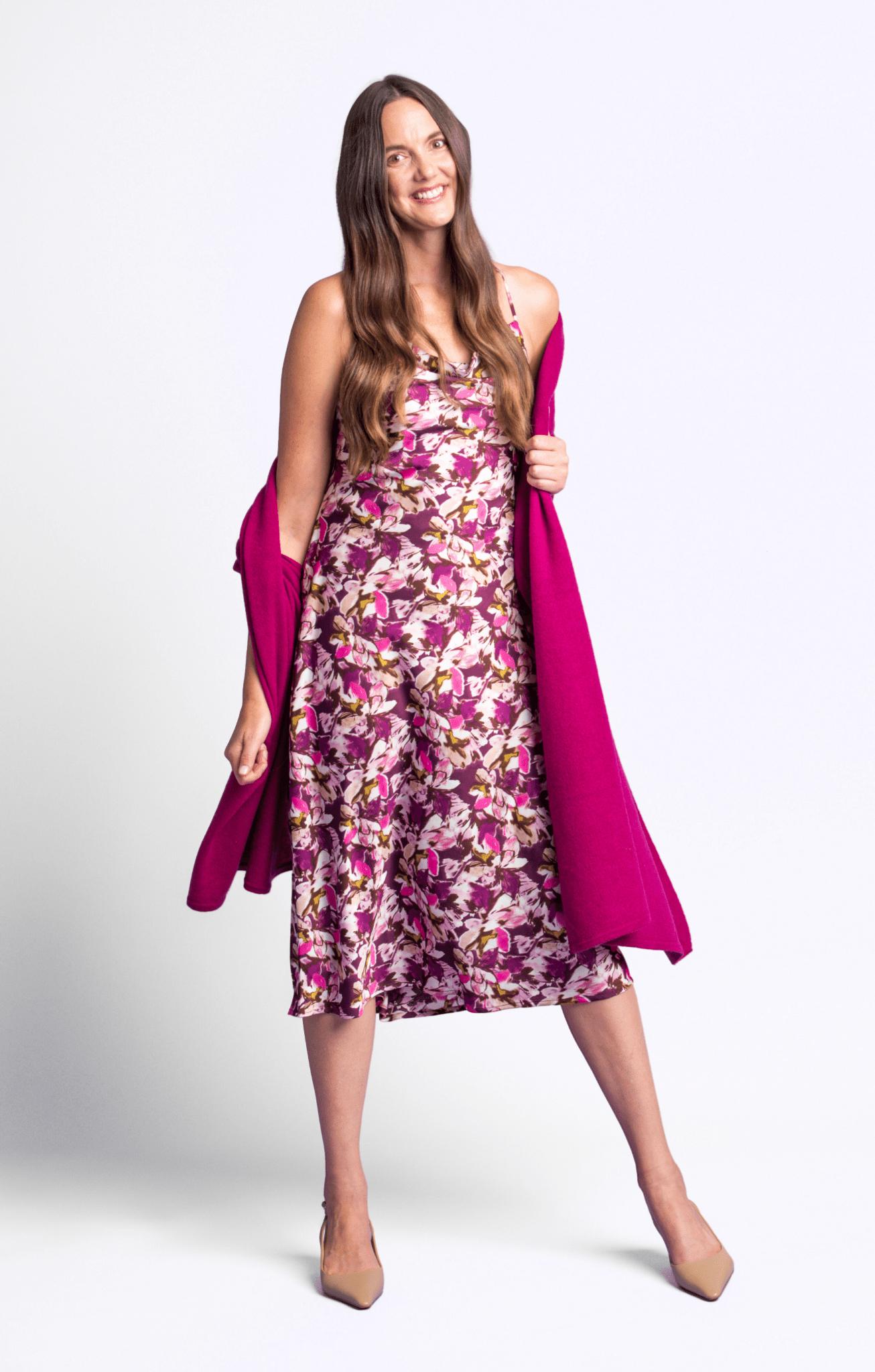 Plum Cowl Neck Midi Slip Dress Product Image