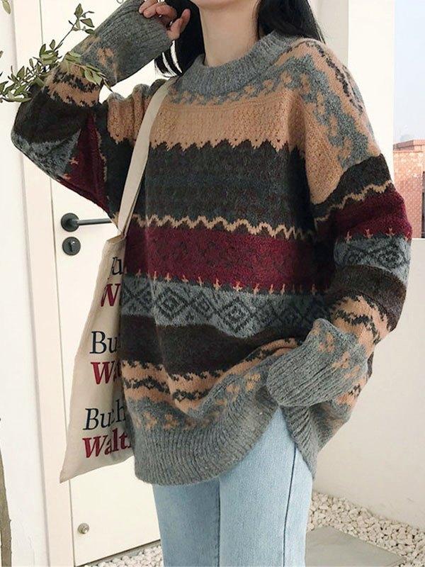 Vintage Jacquard Knit Sweater Product Image