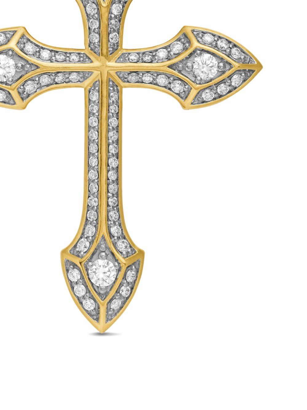18kt yellow gold Gothic Cross diamond amulet (36.5mm) Product Image