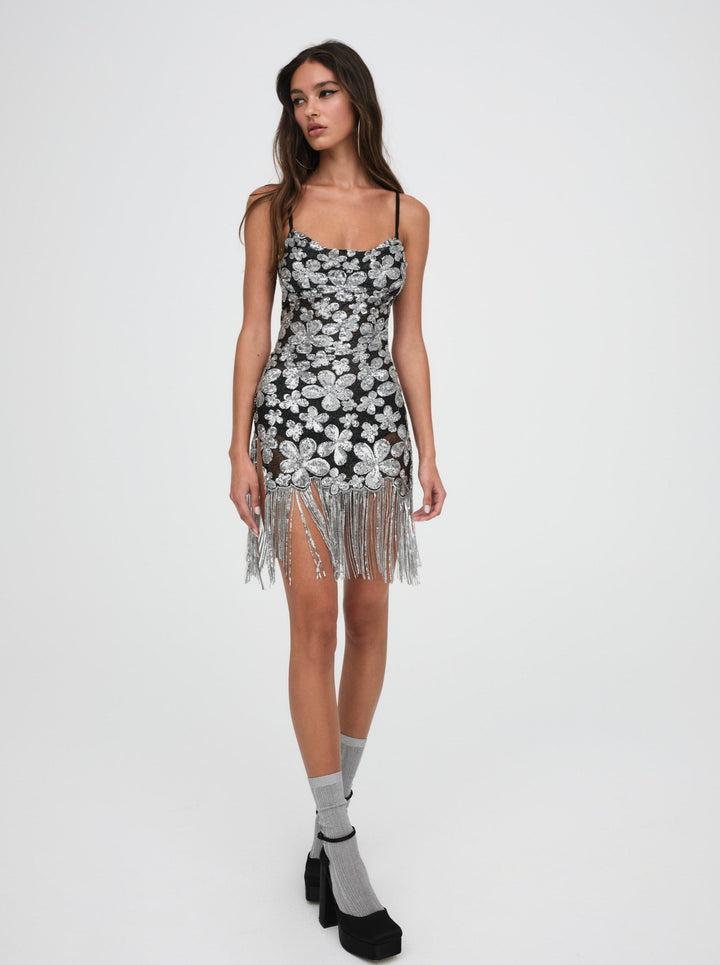 Colette Mini Dress — Silver Product Image