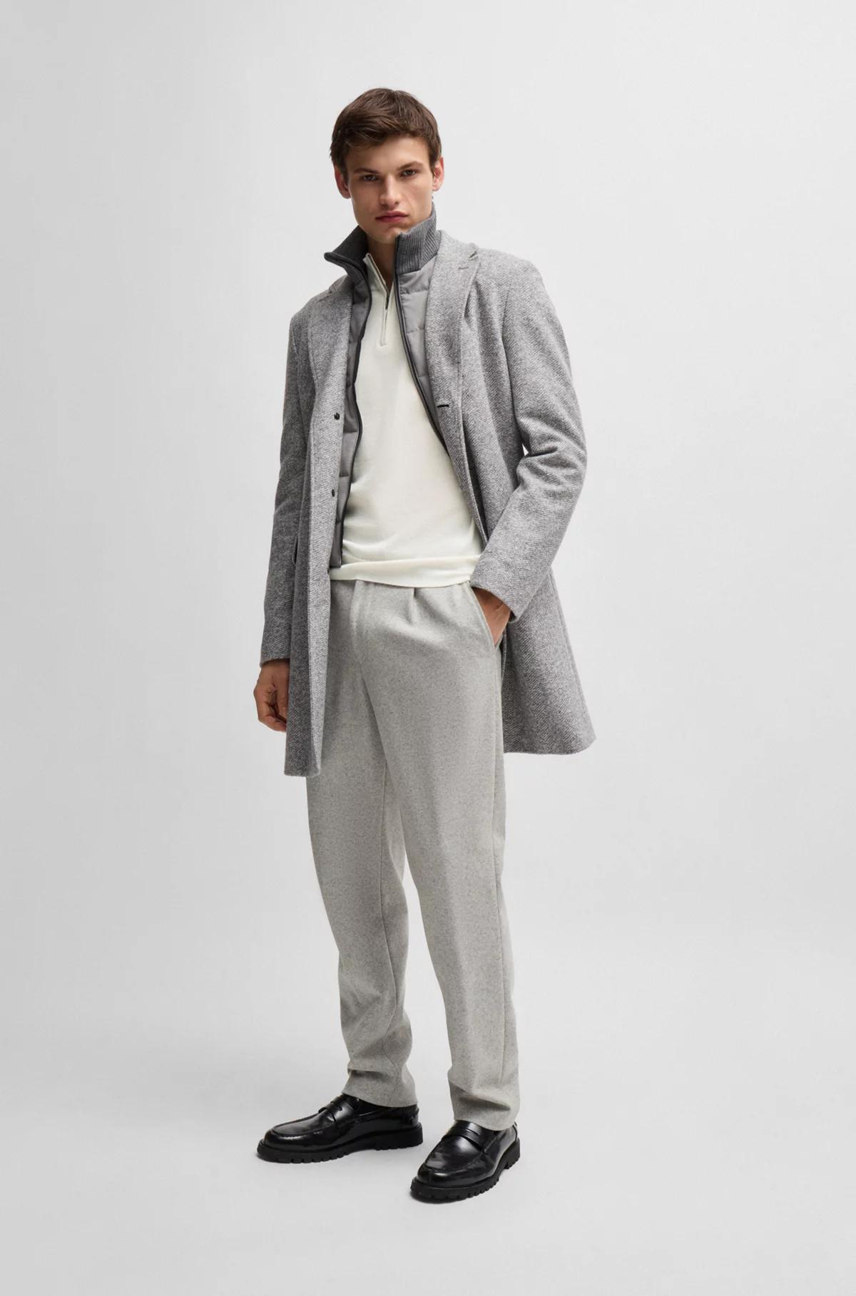 Boss Regular-Fit Zip-Neck Sweater in Virgin Wool - White Product Image