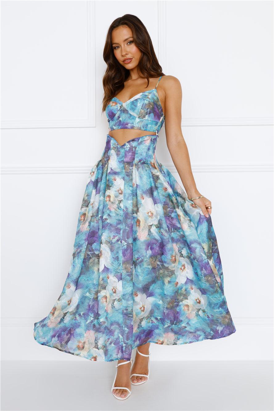 Unique Flare Crop Top Blue Product Image