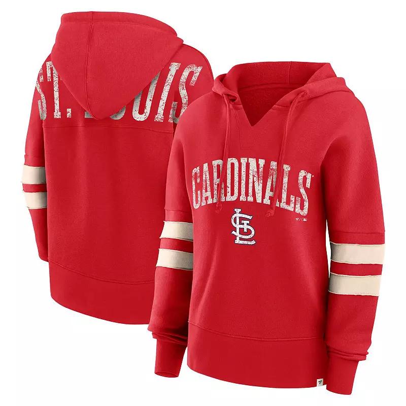 Women's Fanatics Branded Red St. Louis Cardinals Bold Move Notch Neck Pullover Hoodie,  Product Image