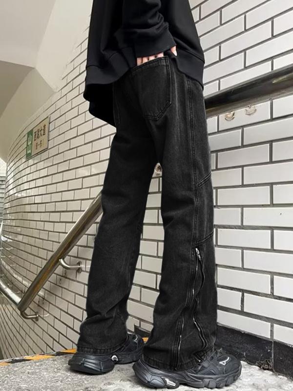 Men's Street Wash Zip Up Straight Leg Jeans Product Image