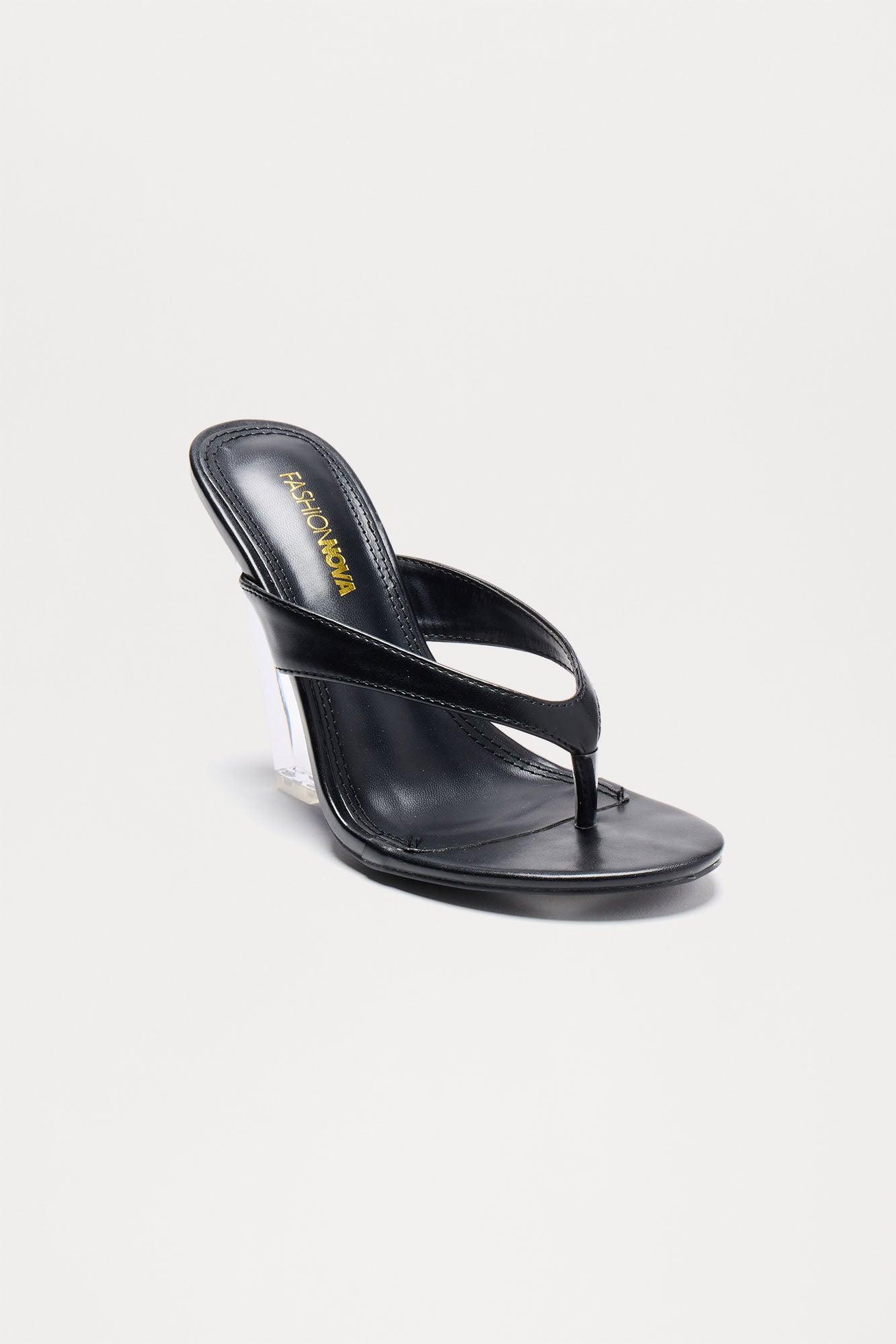 Rizzo Clear Thong Wedges - Black Product Image