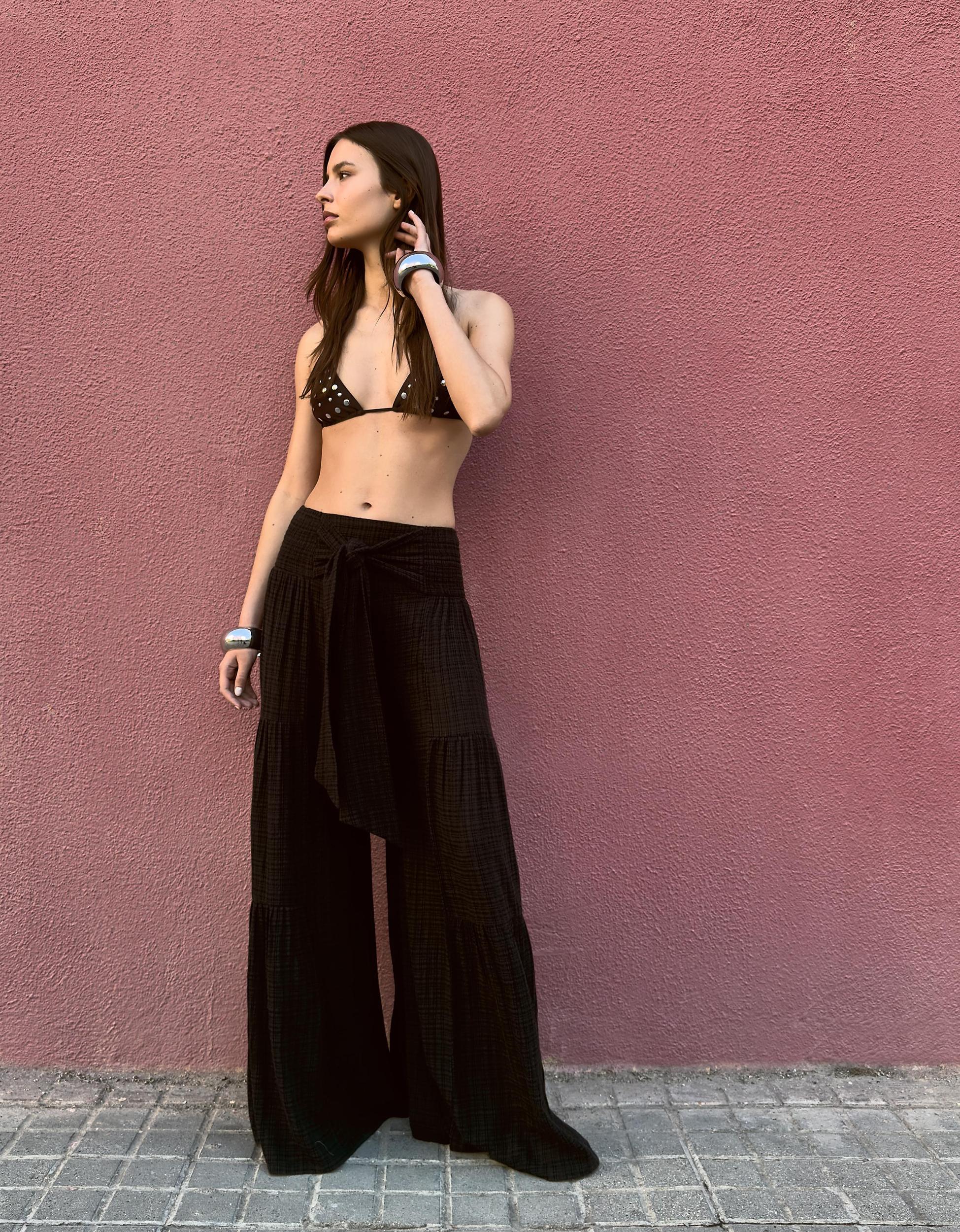Textured wide-leg pants Product Image