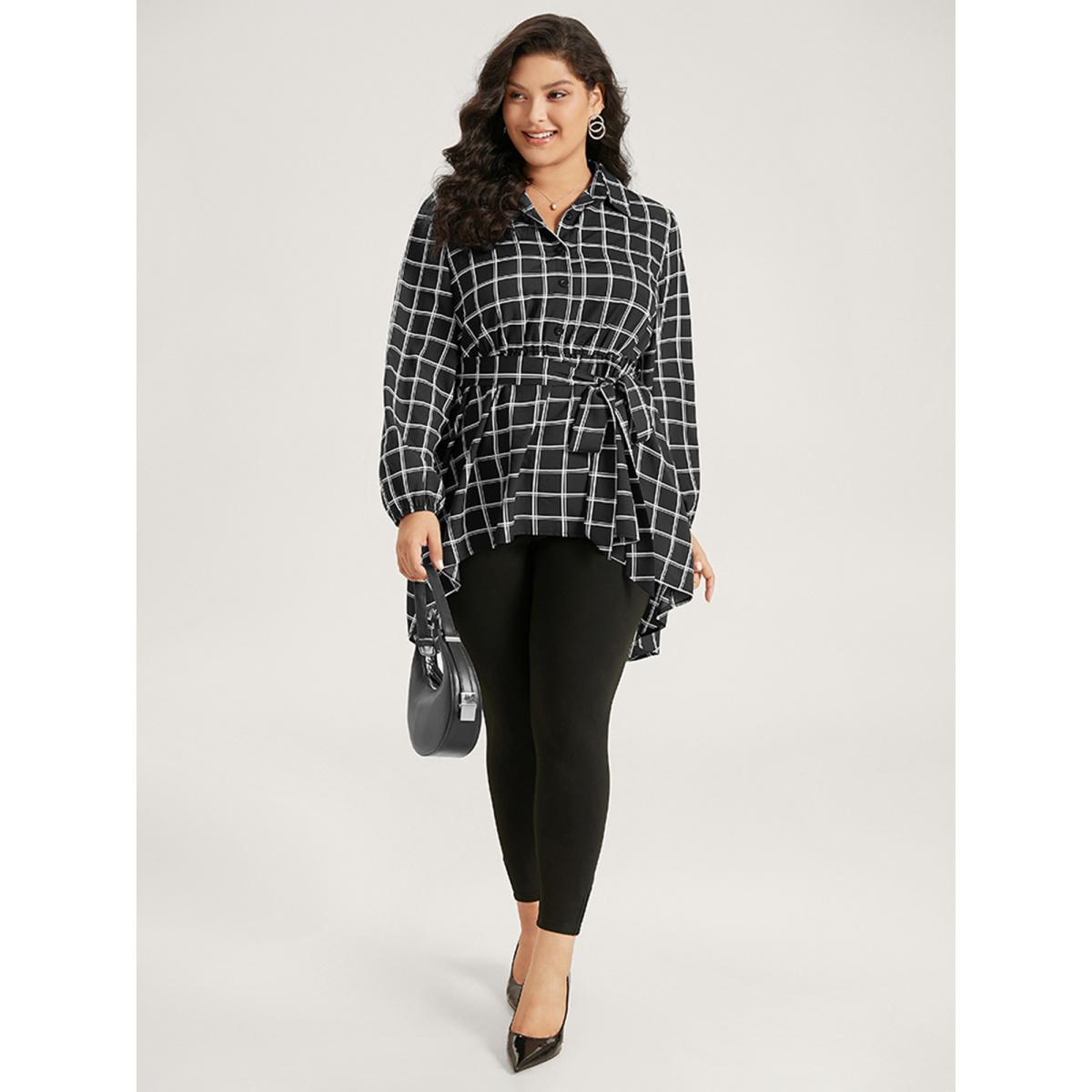 Plus Size High Rise Pleated Elastic Waist Skinny Leggings Women Black Leisure High stretch Skinny High Rise Casual Leggings BloomChic 28/5X Product Image