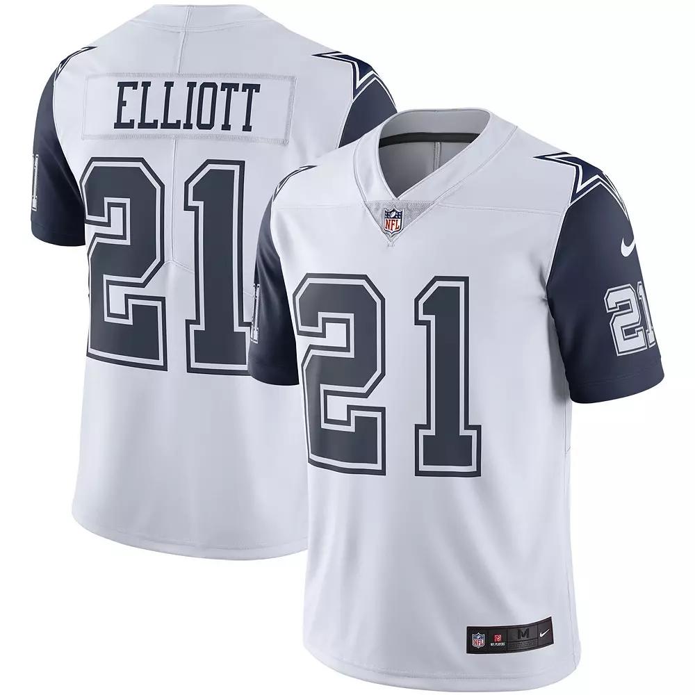 Men's Nike Ezekiel Elliott Dallas Cowboys White Color Rush Vapor Limited Jersey, Size: Small Product Image