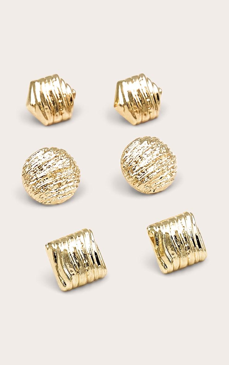 Gold Multi Shape Textured Multi-pack Earrings Product Image