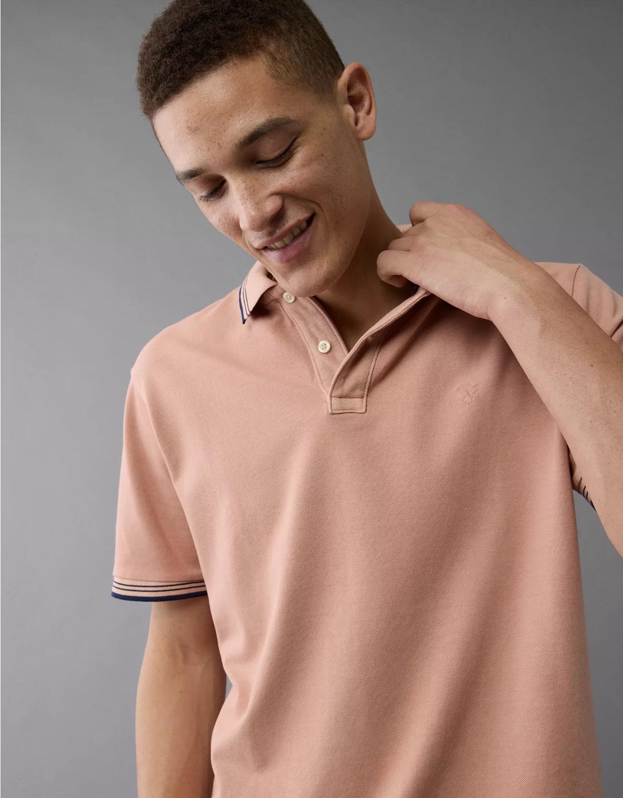 AE Stretch Pique Tipped Polo Shirt Product Image