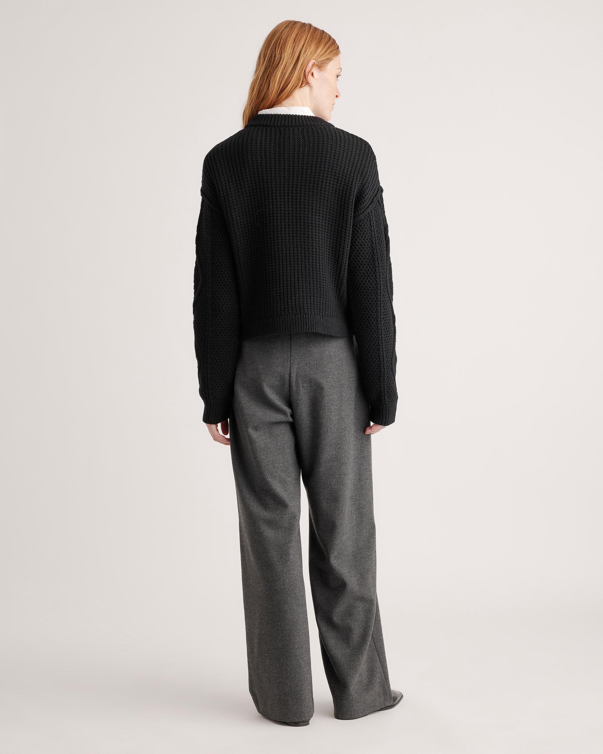 Quince | Women's Cropped Cable Crew Sweater Organic Cotton Product Image