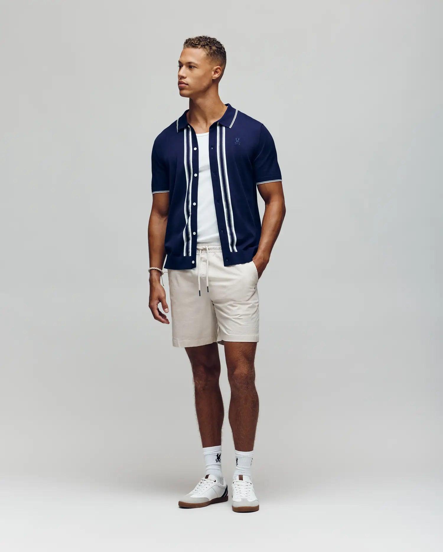 MENS PATRICE BORDER STRIPE KNIT SHIRT - MT0400054 Male Product Image