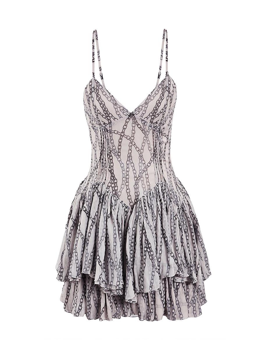 Womens Ines Chain-Print Georgette Minidress Product Image