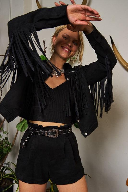 Suede studded fringe jacket PLUS JJO5009P Product Image