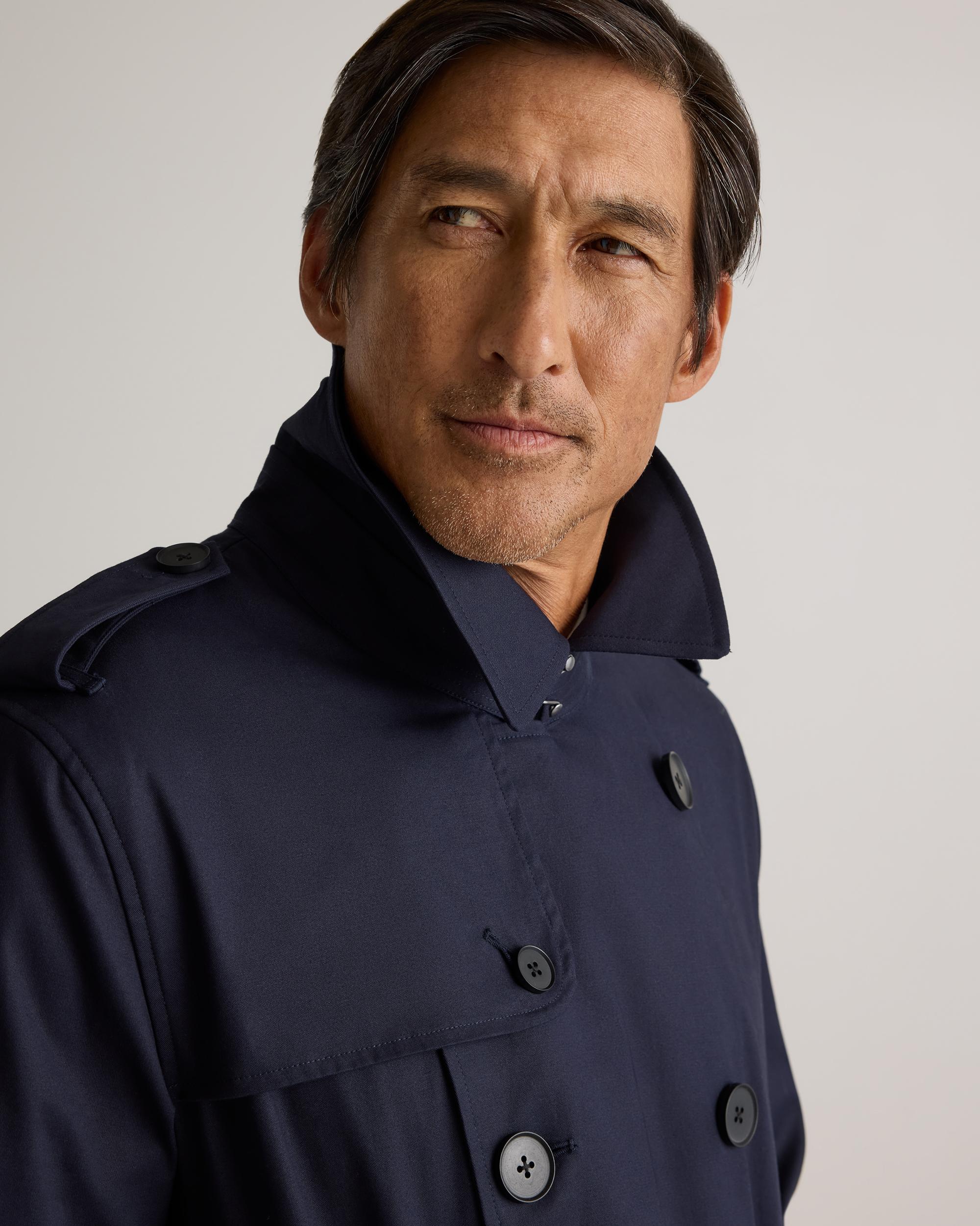 Quince | Men's Comfort Stretch Long Trench Coat Size XL, Organic Cotton Product Image