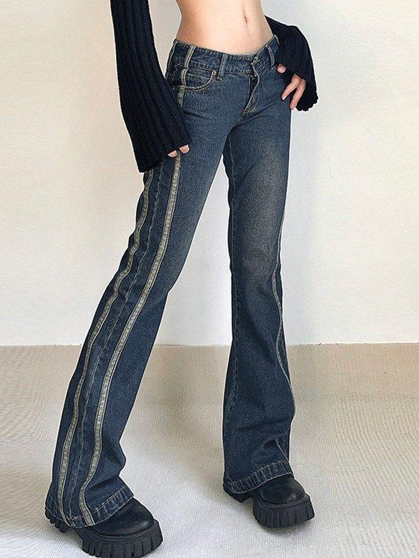 Panel Striped Vintage Flare Jeans Product Image