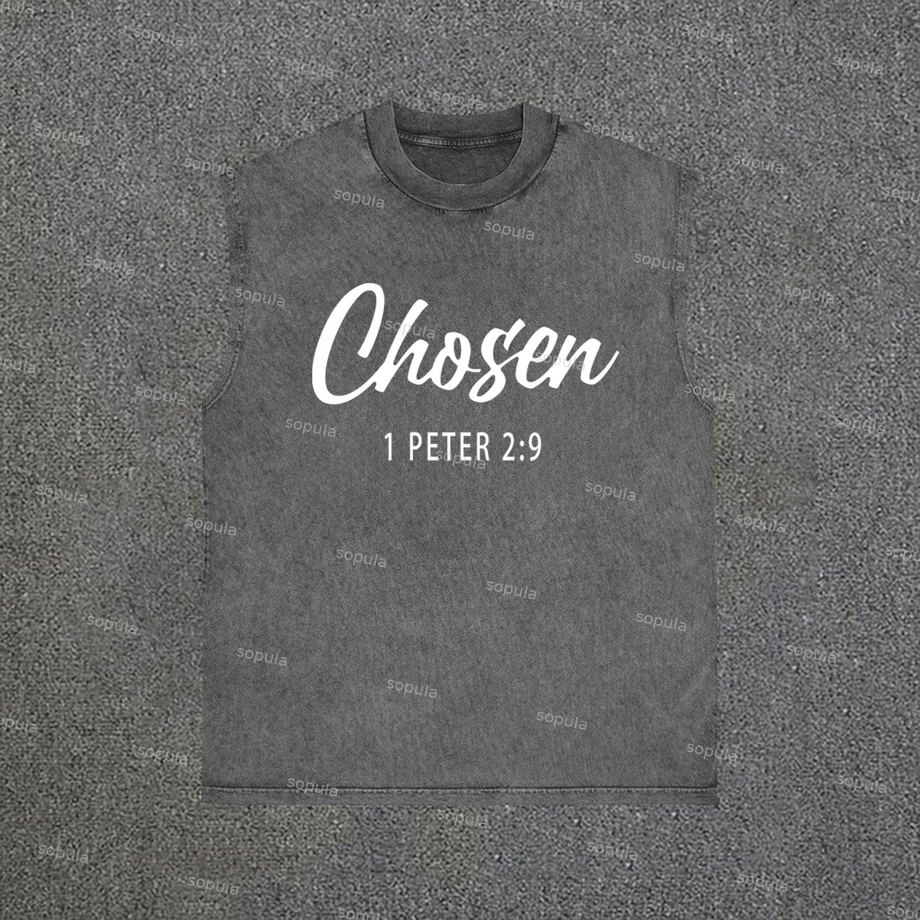 Sopula Casual Chosen Print Acid Washed Sleeveless Sleeveless Tank Top Product Image