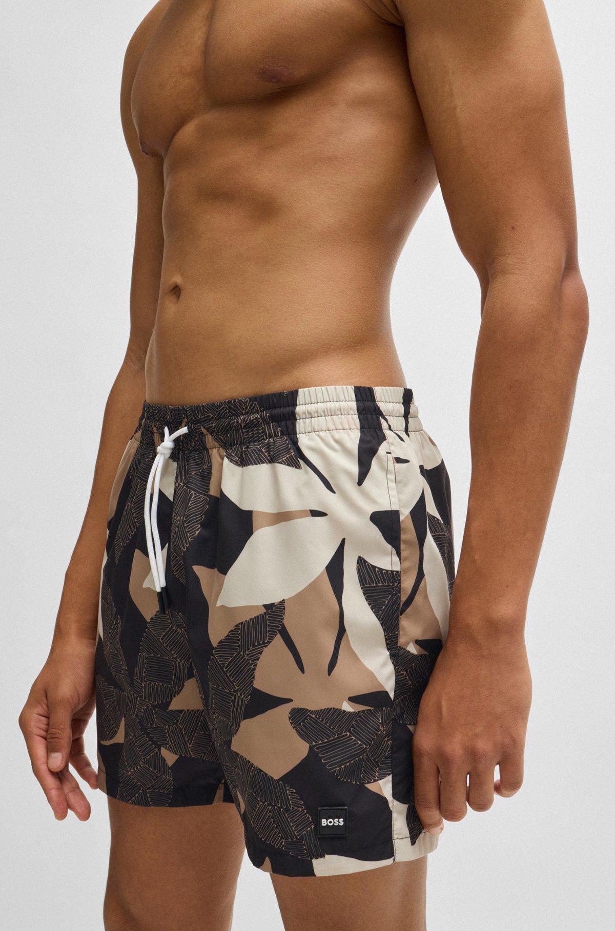BOSS - Fully lined swim shorts with seasonal print - Light Beige Product Image
