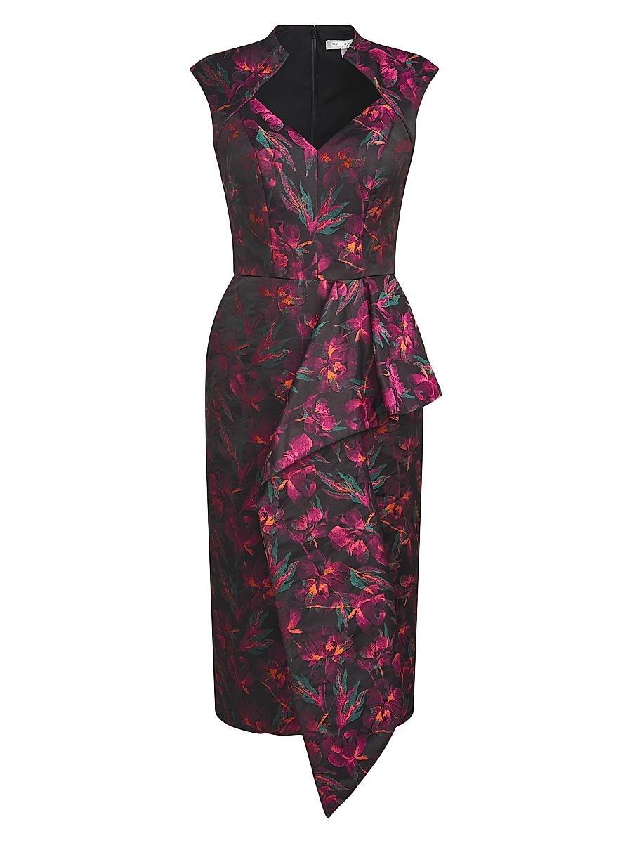 Womens Kensley Floral Jacquard Midi Cocktail Dress Product Image