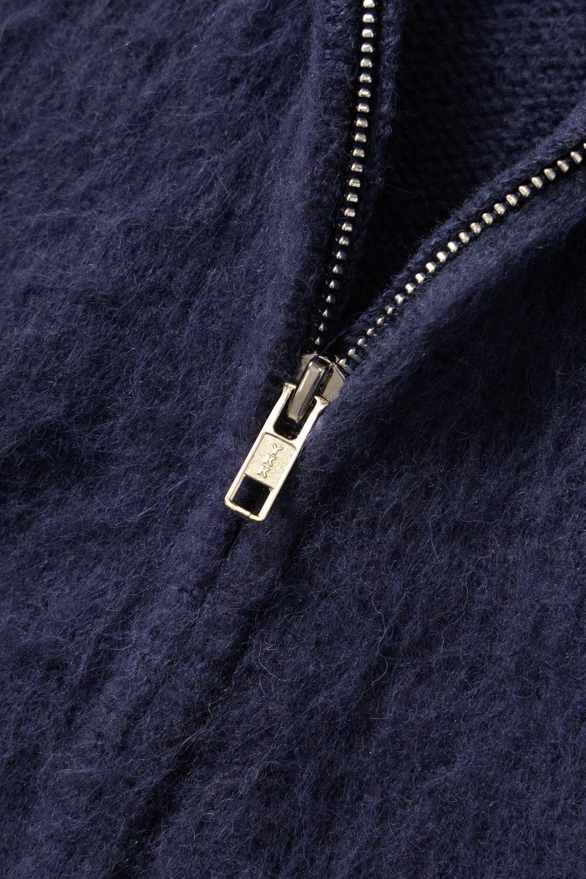 Blacksmith - Zip Mohair Cardigan - Navy Product Image