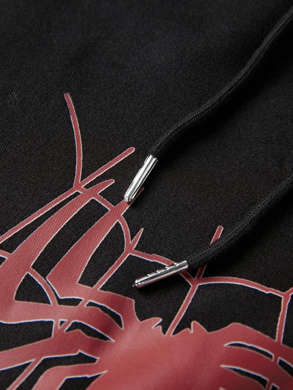 Men's Contrast Color Spider Embroidery Full Zip Oversized Hoodie Product Image