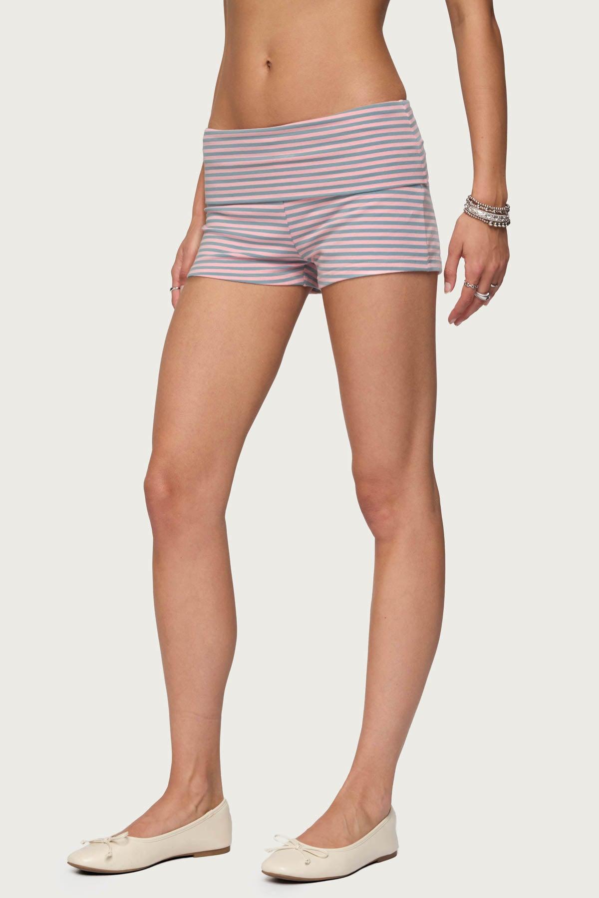 Edikted Kodi Striped Fold Over Shorts Womens at Urban Outfitters Product Image