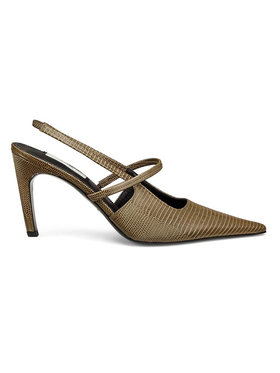 Womens 90MM Lizard-Embossed Leather Slingback Pumps Product Image