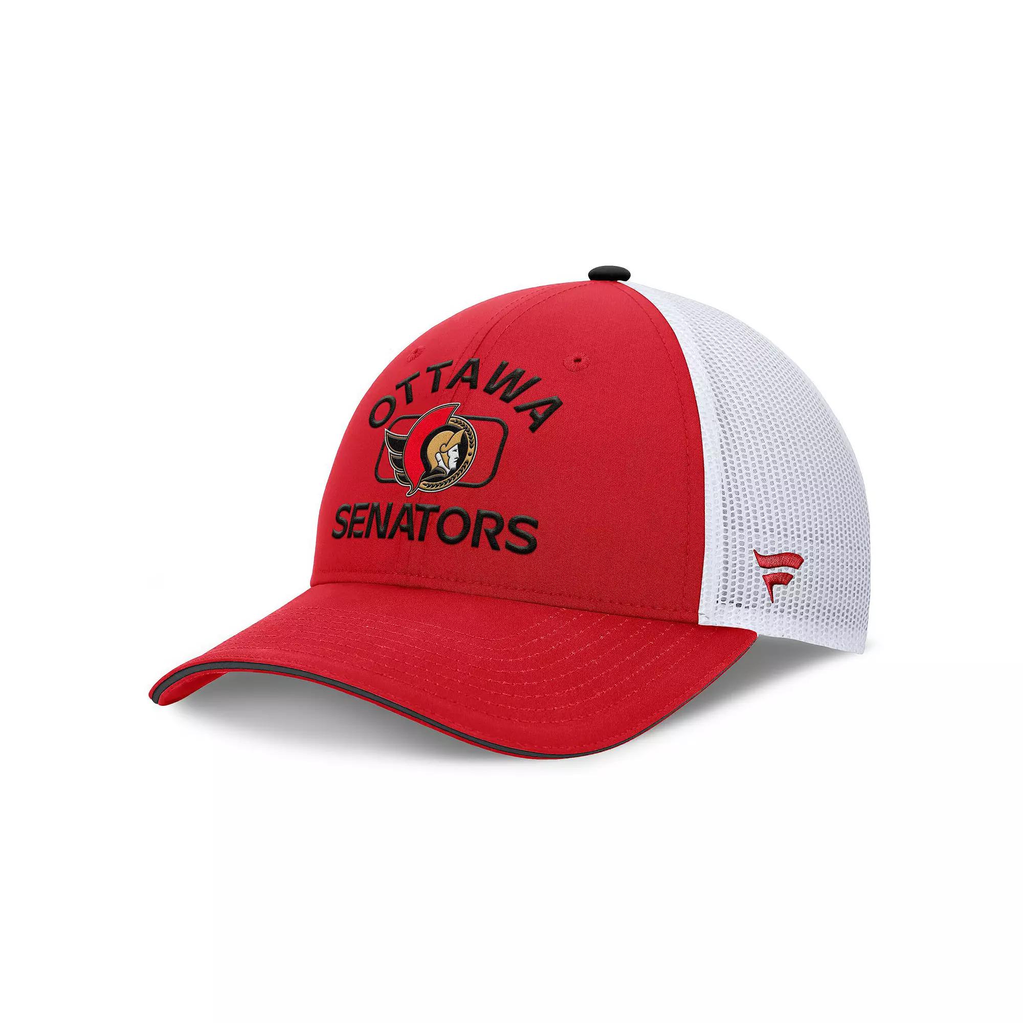 Men's Fanatics Black/White Chicago Blackhawks Authentic Pro Rink Trucker Hat Product Image