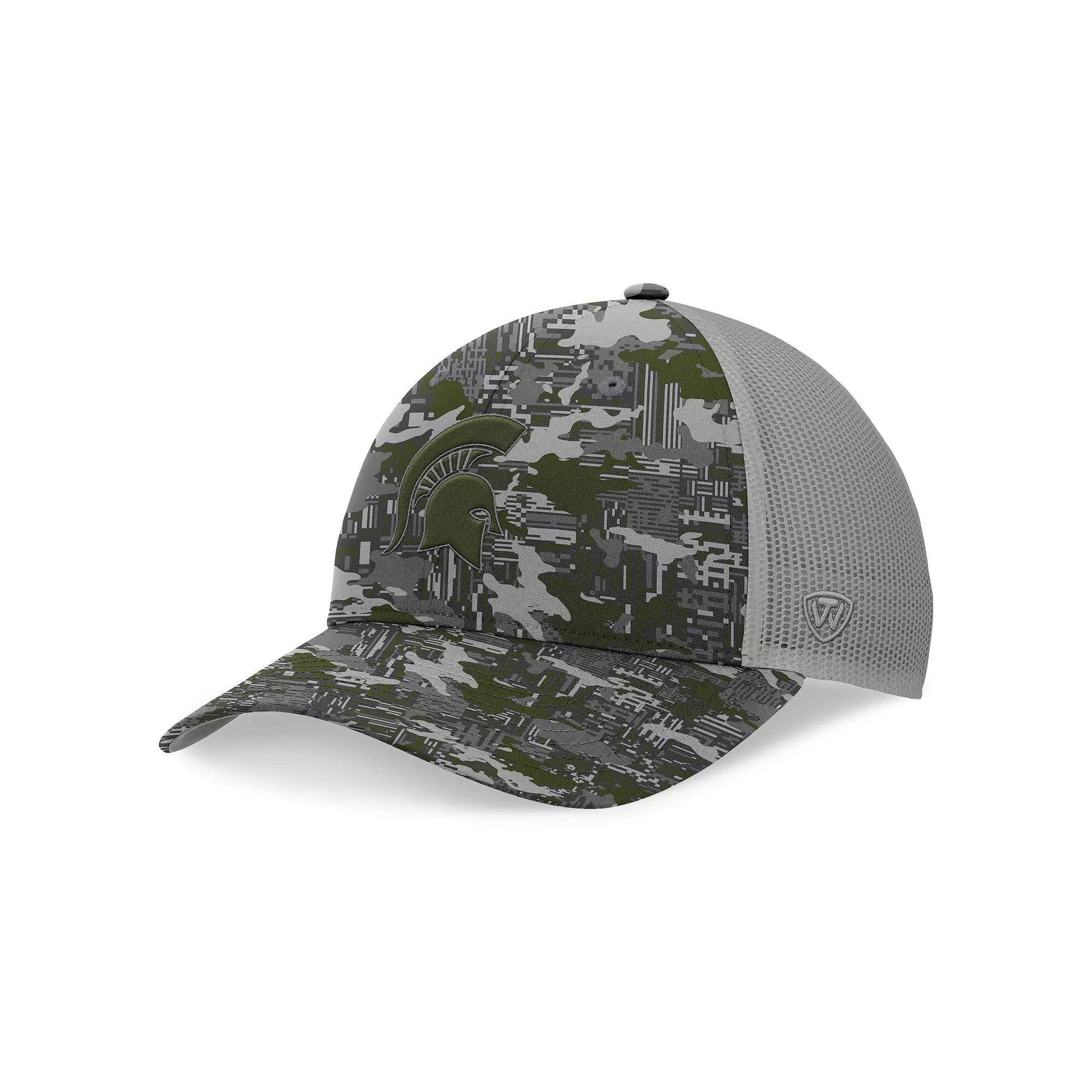 Men's Top of the World Camo Michigan State Spartans OHT Military Appreciation Pledge Trucker Camo Adjustable Hat, Green Product Image