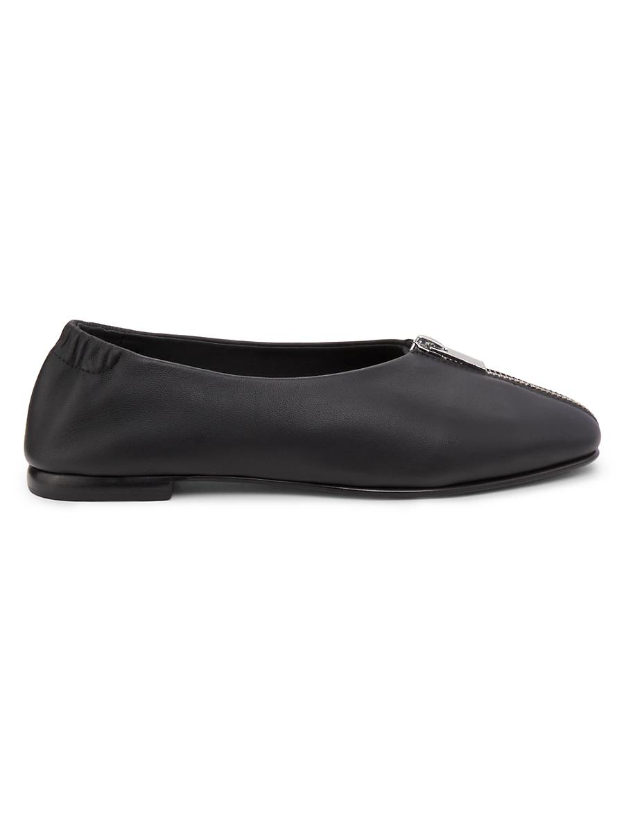 Womens Eden Zipper Leather Flats Product Image