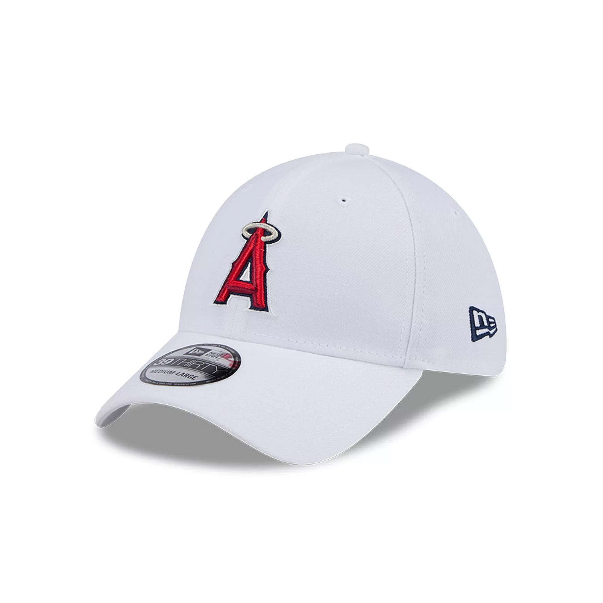 Men's New Era White Los Angeles Angels Evergreen 39THIRTY Flex Hat, Size: Medium/Large Product Image