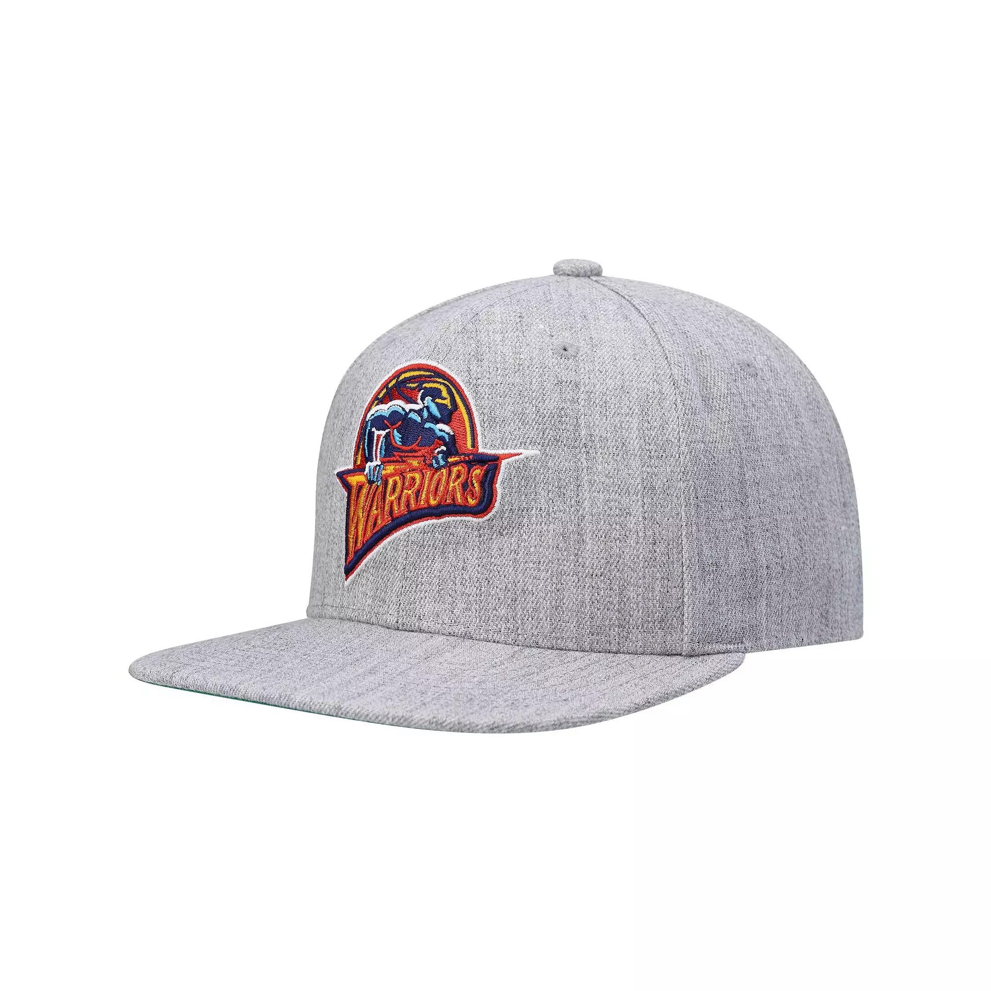 Men's Mitchell & Ness Heathered Gray Golden State Warriors Hardwood Classics Team 2.0 Snapback Hat, Grey Product Image