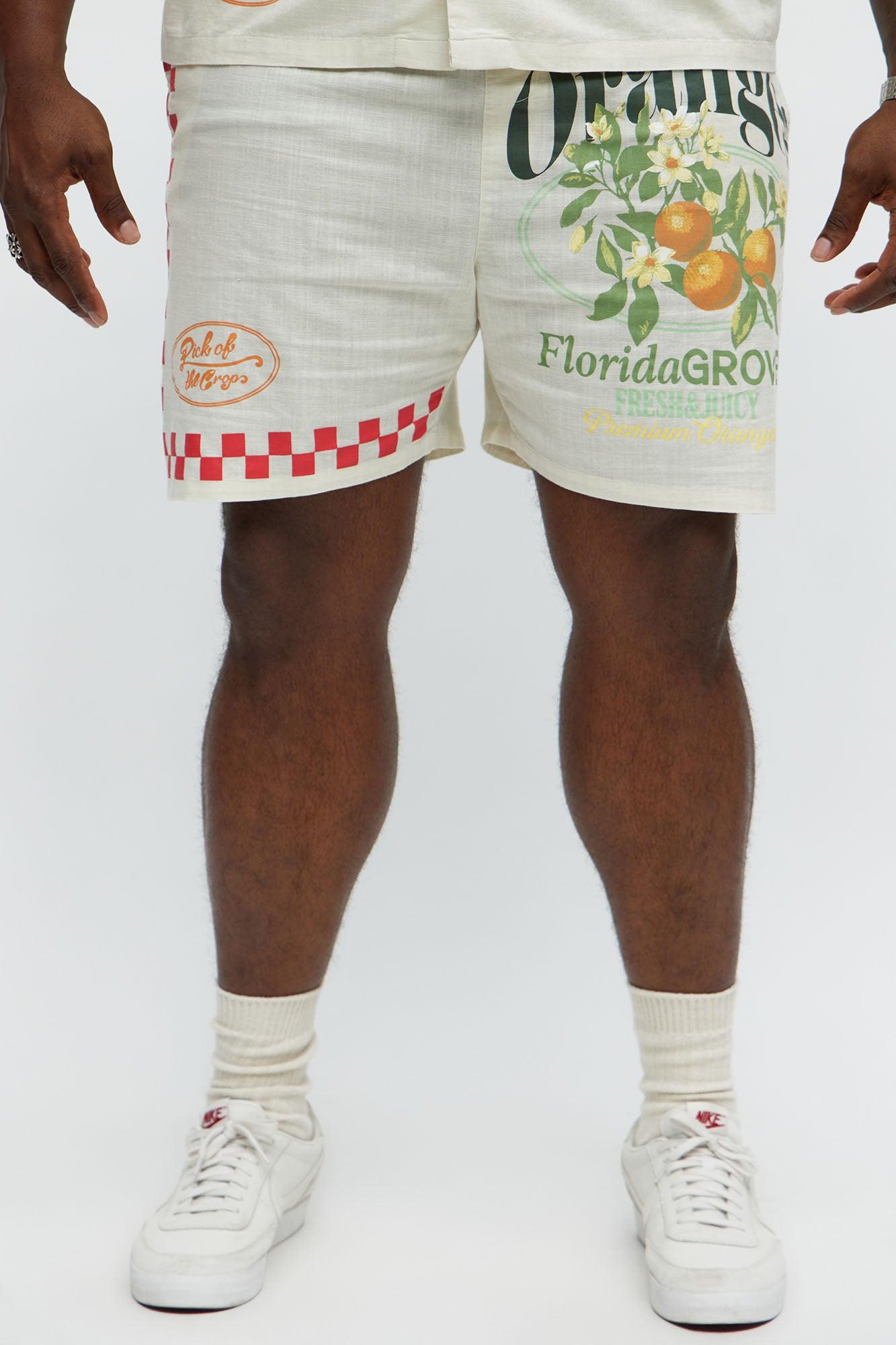 Florida Oranges Relaxed Drawstring Short - Cream Product Image