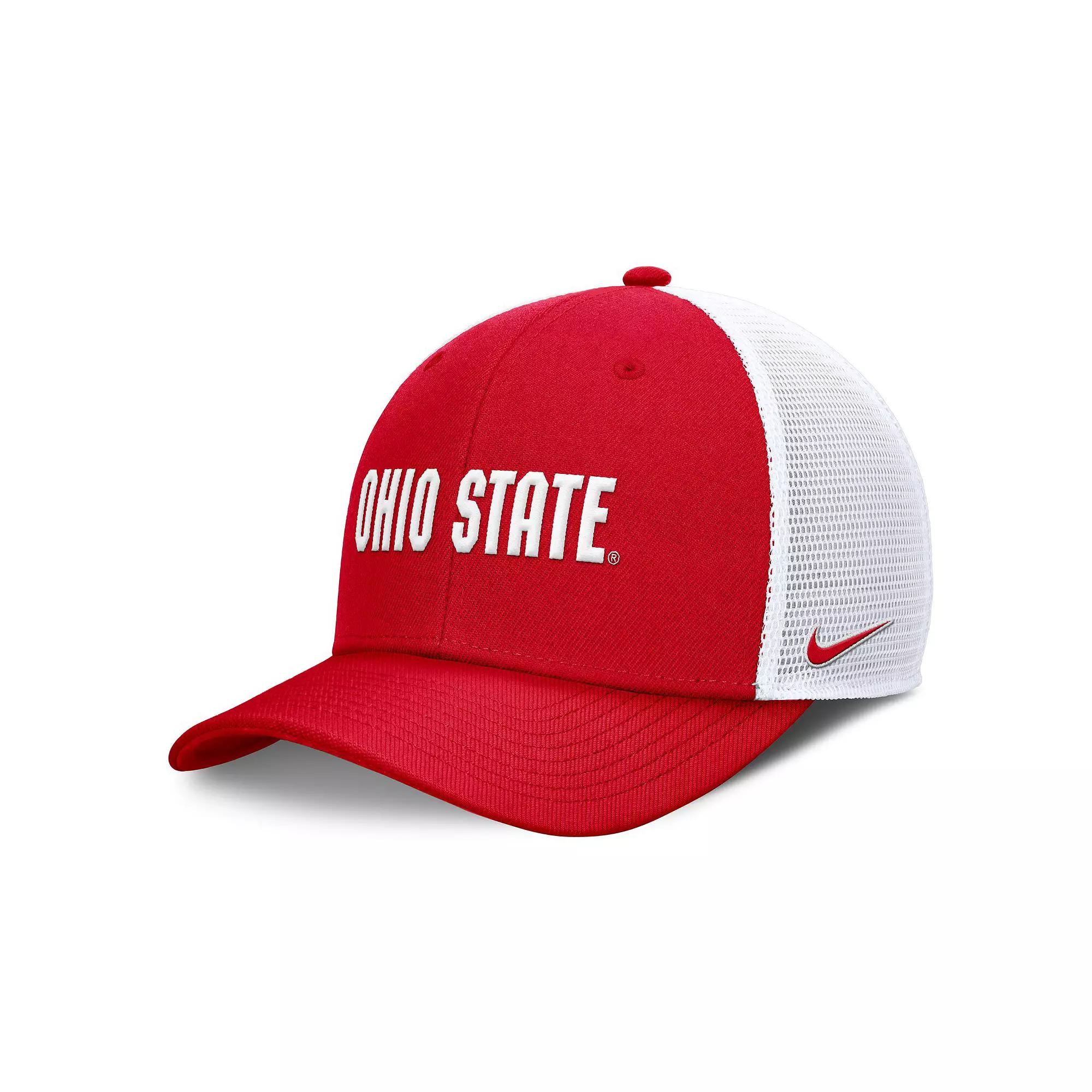 Men's Nike  Scarlet Ohio State Buckeyes Rise Performance Adjustable Trucker Hat, Size: Small/Medium, Red Product Image