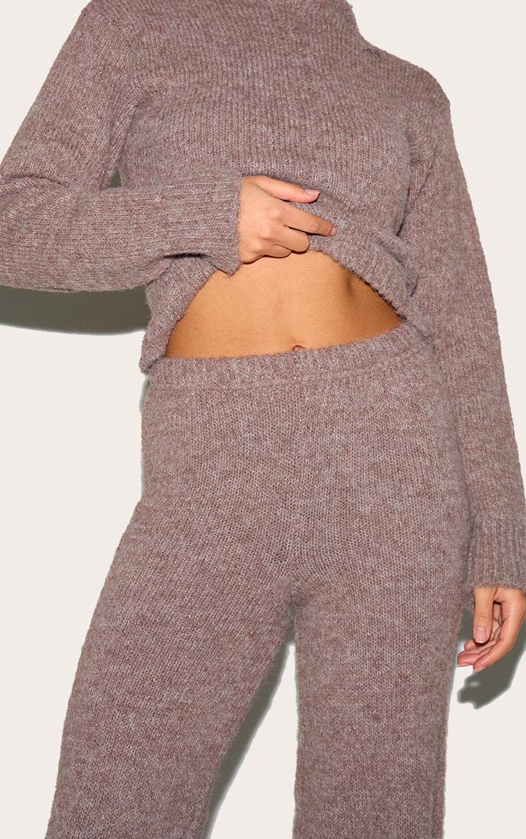 Petite Chocolate Knit High Waisted Flared Pants Product Image