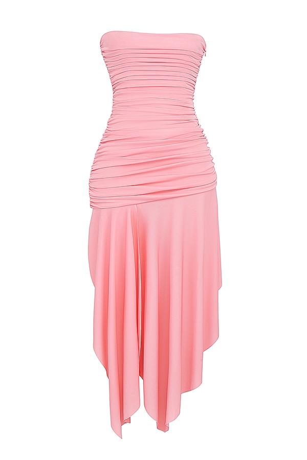 Ivana  apricot gathered asymmetric dress - sale Product Image