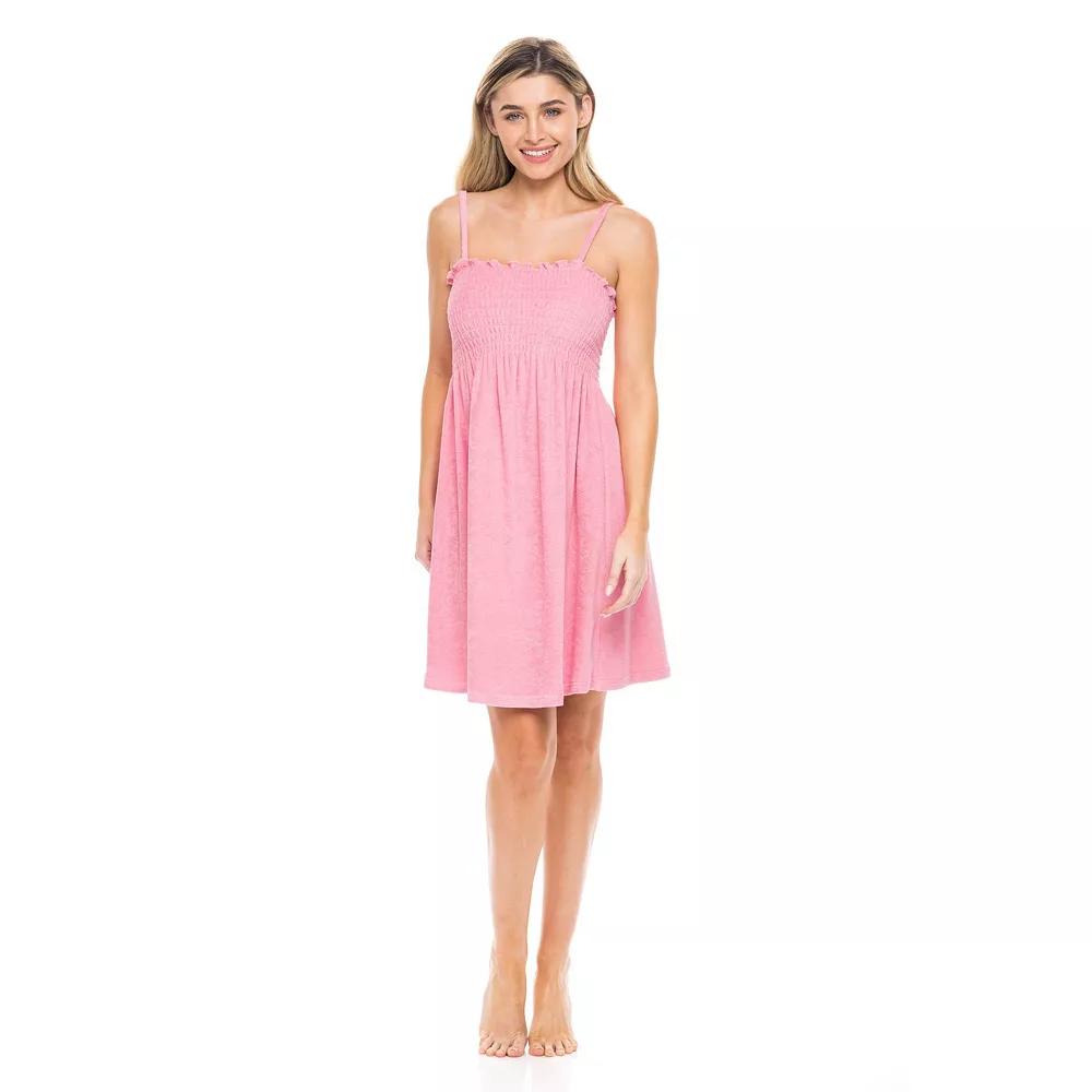 Women's Jordan Taylor Terrycloth Smocked Swim Cover-Up Dress, Size: Large, Pink Product Image