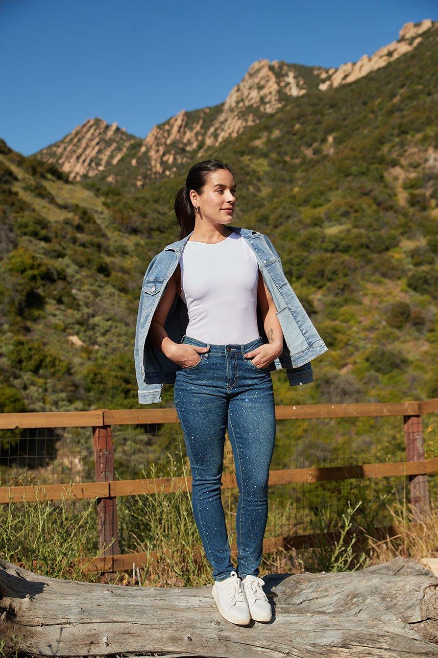 Westport 5 Pocket High Rise Rhinestone Skinny Jeans Product Image