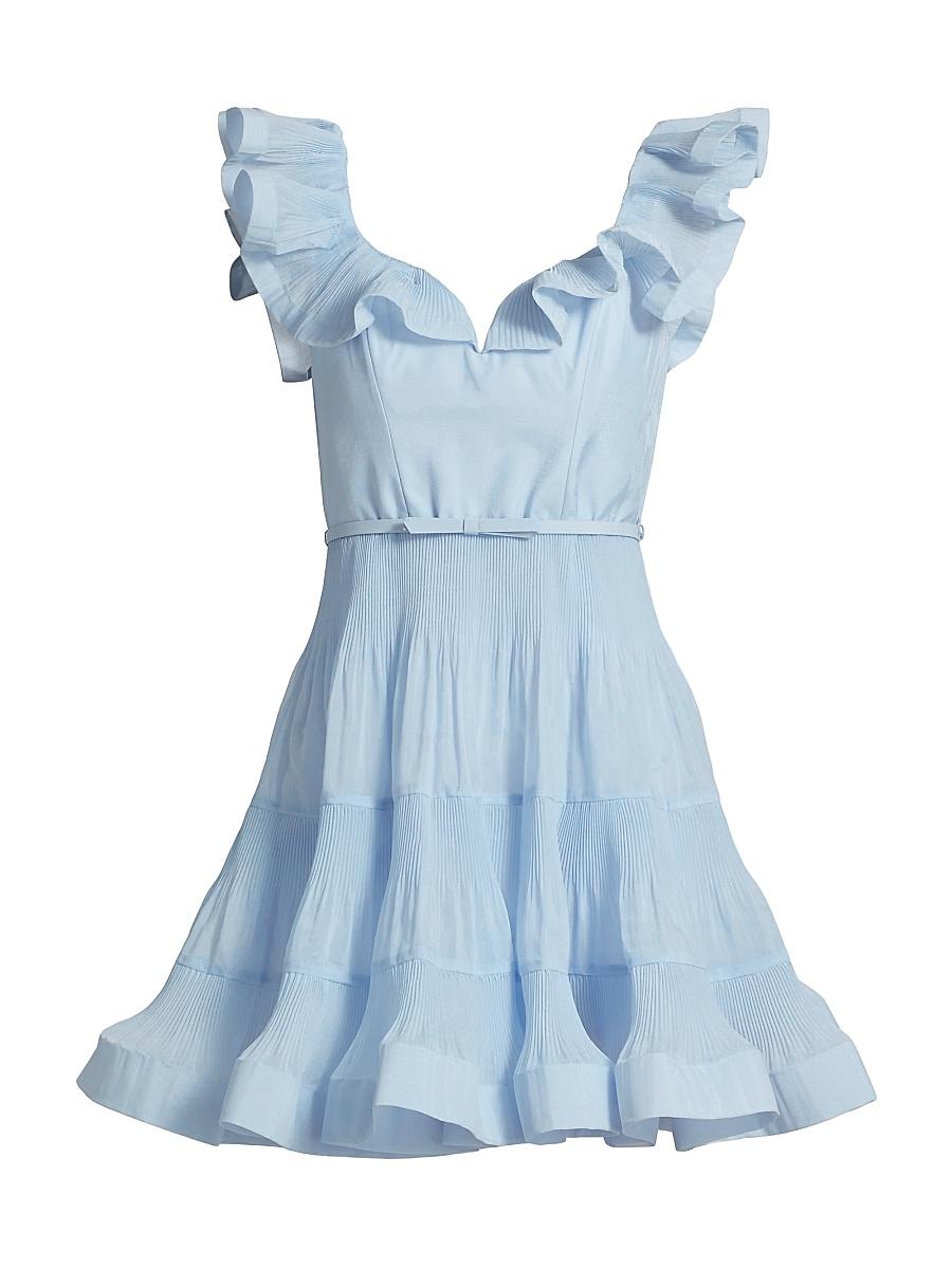 Womens Pleated Frill Tiered Minidress Product Image
