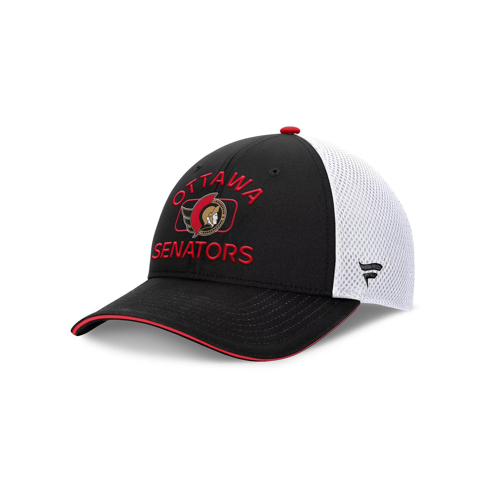 Men's Fanatics Black/White Chicago Blackhawks Authentic Pro Rink Trucker Hat Product Image