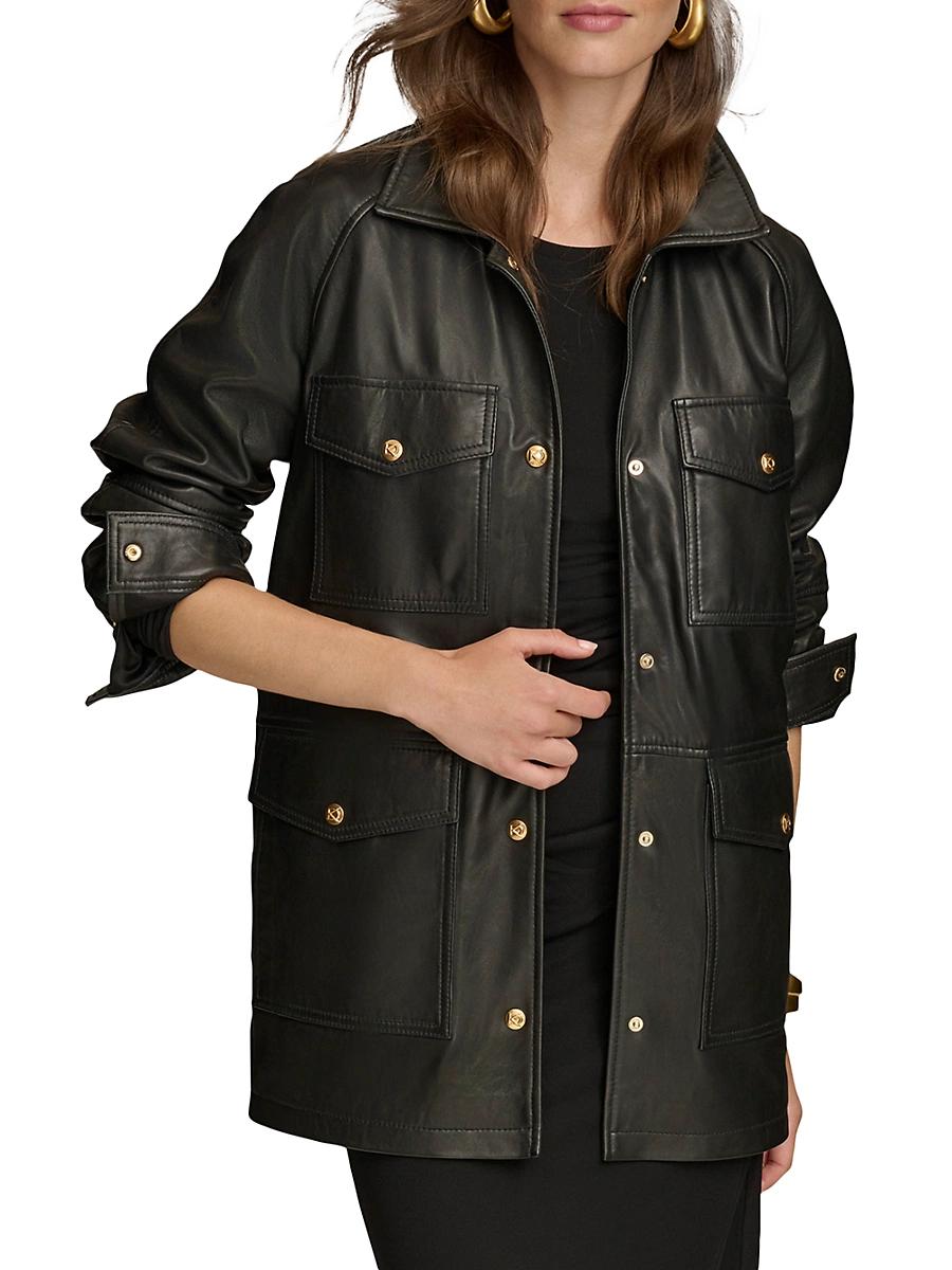 Womens Leather Field Jacket Product Image